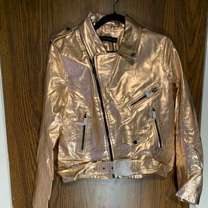 NWT Zara RoseGold Leather Jacket Great for Spring!